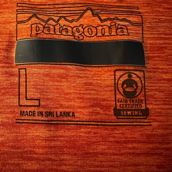Patagonia Orange Short Sleeve Tee with Stripes Size Men’s Large - Picture 4 of 7